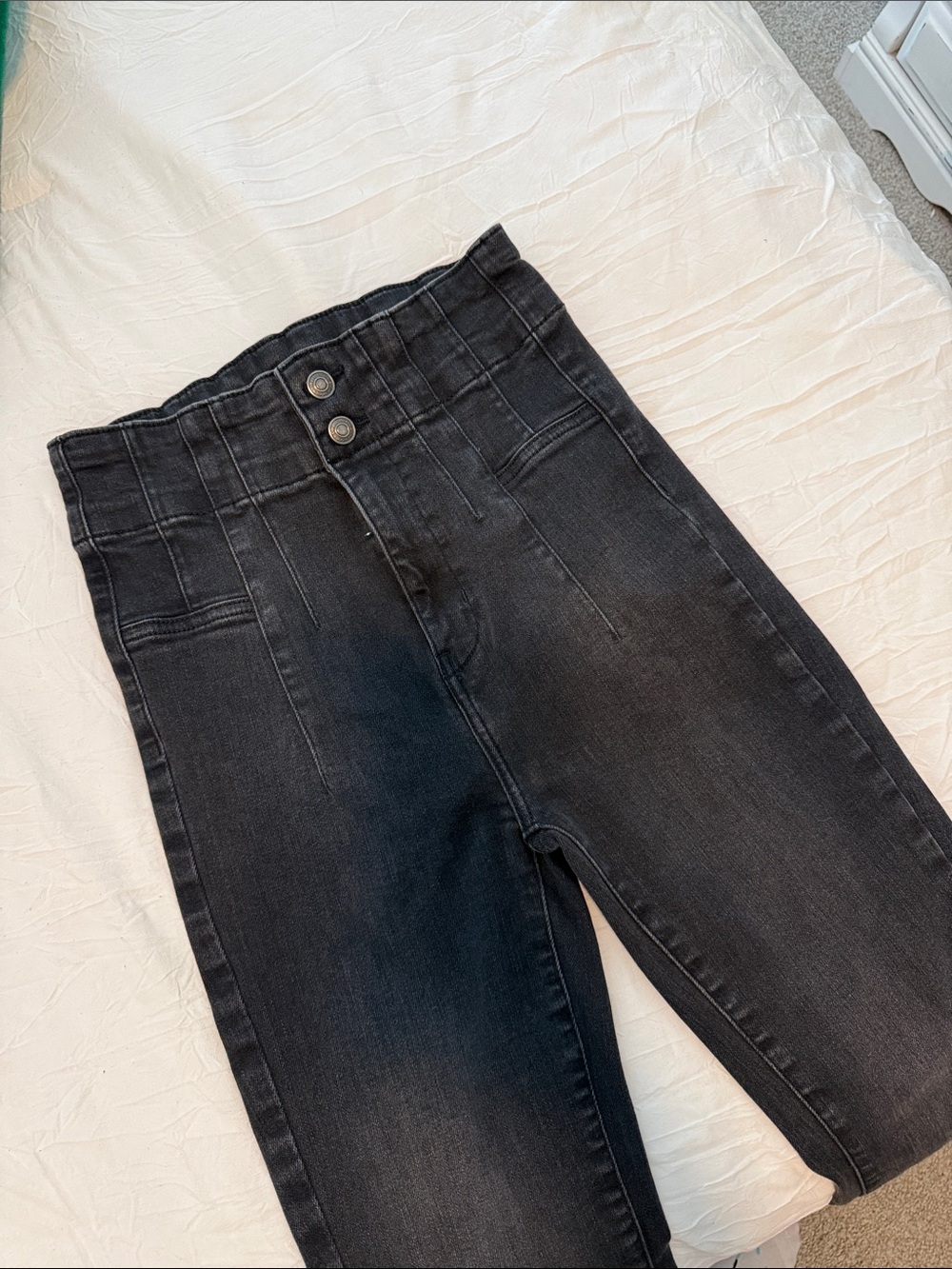 We The Free High-Rise Black Jeans with Double Button Waist